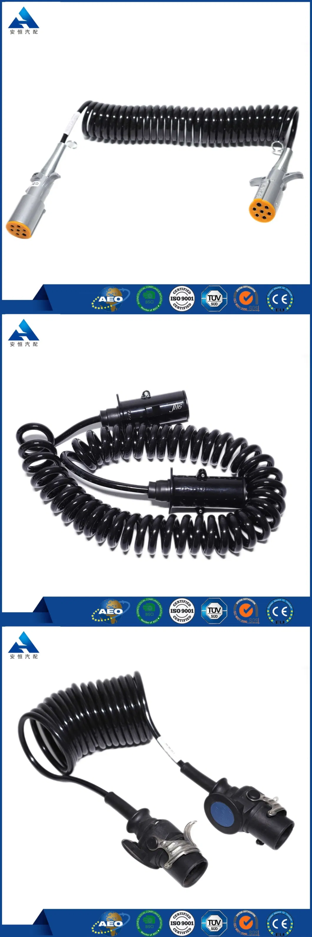 Truck Nylon Trailer Wire 7m Black Electrical Seven Core Spring Suzie Coil Spiral Power Cable Hot of Sales